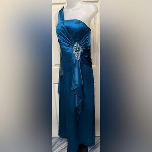 *Prom* Modern Maids Collection Mary's Bridal Teal One-Shoulder Gown with jacket